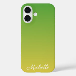 Personalized green and yellow ombre iPhone 16 case