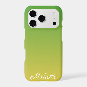 Personalized green and yellow ombre iPhone 17 pro case