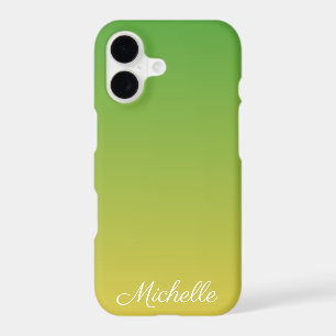 Personalized green and yellow ombre iPhone 17 case