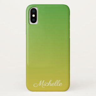 Personalized green and yellow ombre iPhone x case