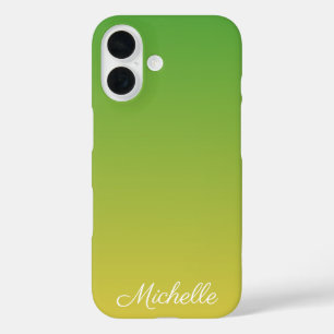Personalized green and yellow ombre iPhone 16 case