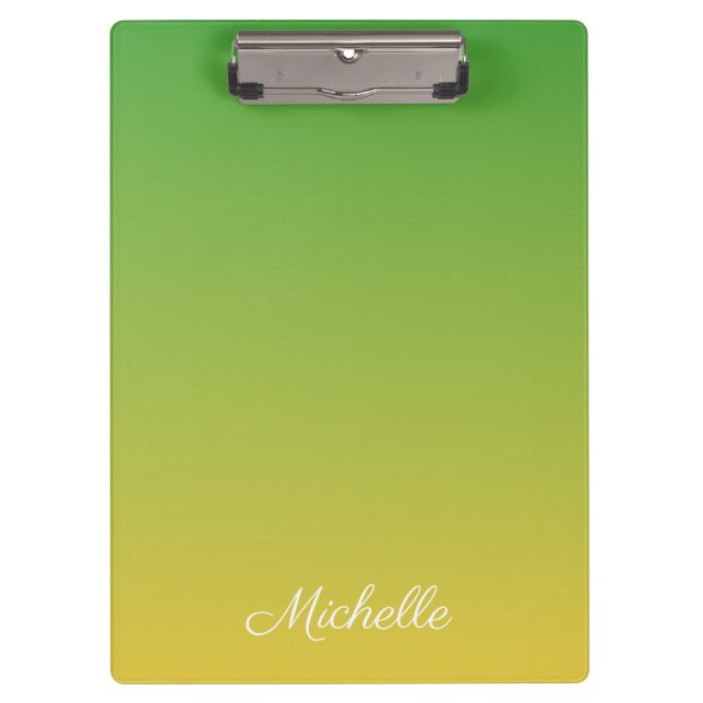 Personalized green and yellow ombre clipboard (Front)