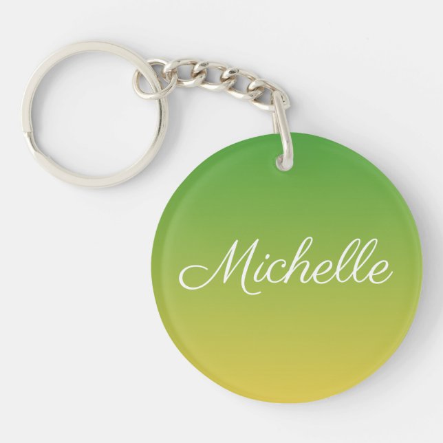 Personalized green and yellow ombre keychain (Front)