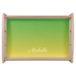 Personalized green and yellow ombre serving tray