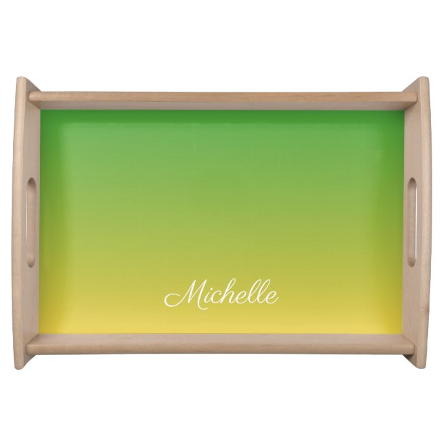 Personalized green and yellow ombre serving tray (Front)