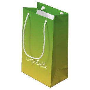 Personalized green and yellow ombre small gift bag