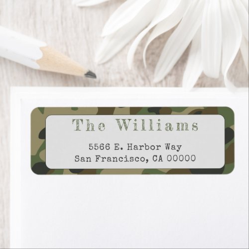 Personalized Green  Army Camouflage Return Address Label