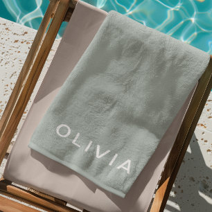 Personalized Green Ash Color Custom Beach Towel