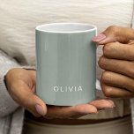 Personalized Green Ash Color Custom Mug | Elegant<br><div class="desc">Start your day with elegance using this personalized green ash color custom mug. Featuring a sophisticated green ash hue with a customizable name, this mug adds a unique and personal touch to your coffee or tea moments. Perfect for home or office use, the sleek and stylish design makes it a...</div>