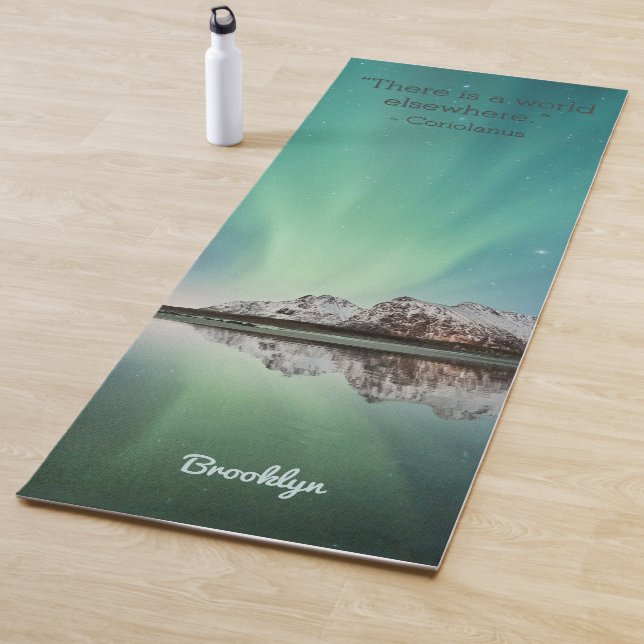 Personalized Green Aurora Inspiring Quote Yoga Mat (In Situ)