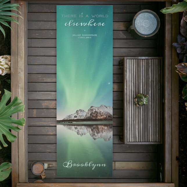 Personalized Green Aurora Inspiring Quote Yoga Mat (Creator Uploaded)