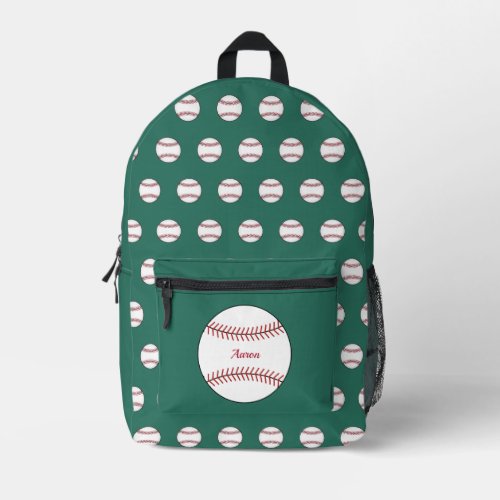 Personalized Green Baseball Backpack