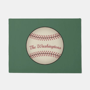 Personalized Green Baseball Doormat