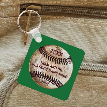 Personalized Green  Baseball Gift Ideas  Keychain by YourSportsGifts at Zazzle