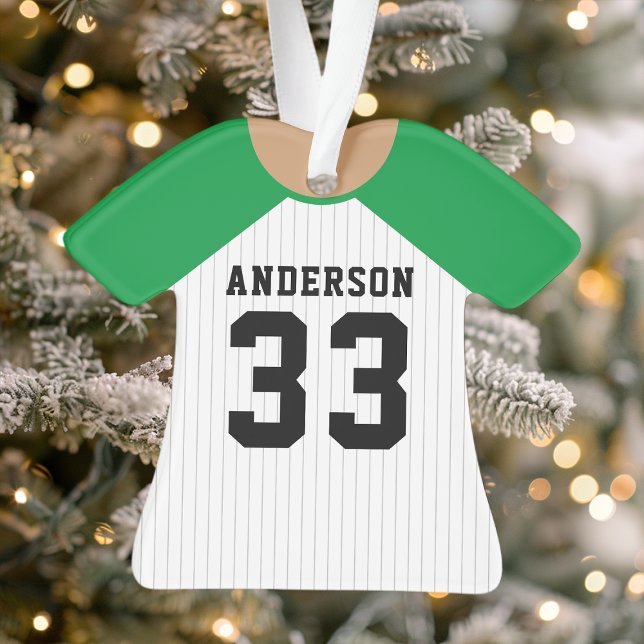 Personalized Green Baseball Jersey Ornament (Creator Uploaded)