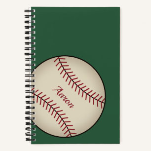 Personalized Green Baseball Notebook Gift