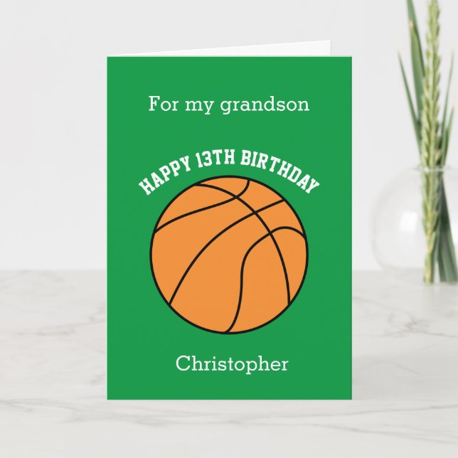 Personalized Green Basketball Card (Front)