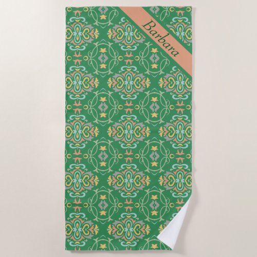 Personalized Green  Beach Towel