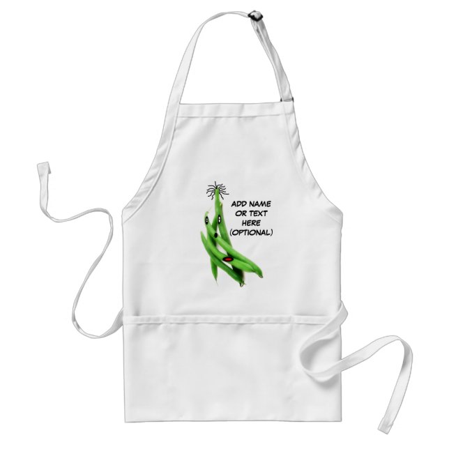 Personalized Green Bean Cartoon Adult Apron (Front)