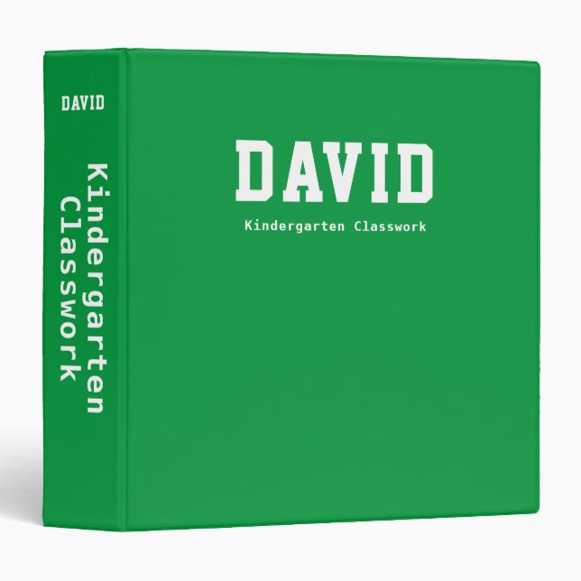 Personalized Green Binder for School Classwork (Front/Spine)