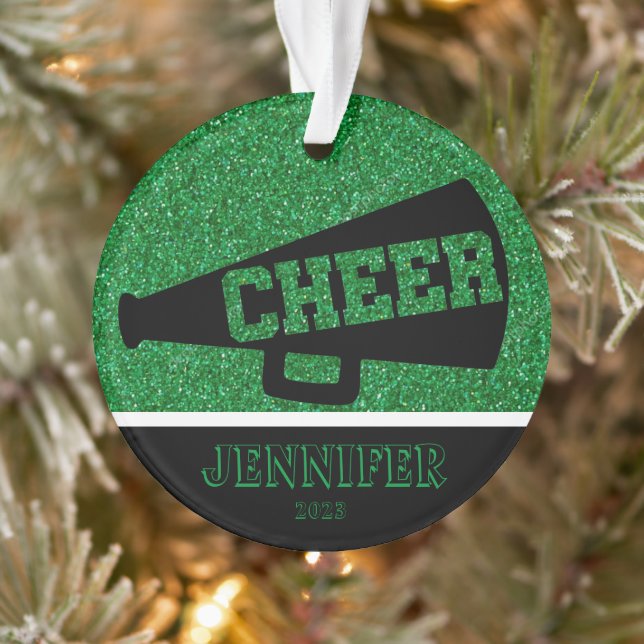 Personalized Green & Black Cheerleading Ornament  (Tree)