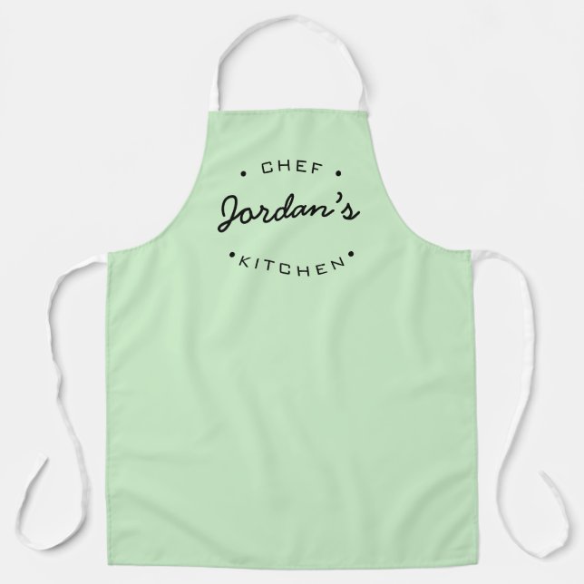 Personalized Green Black Chef's Kitchen  Apron (Front)