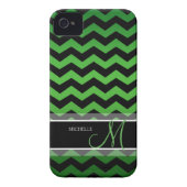 Personalized Green & Black Chevron Case-Mate iPhone Case (Back)