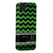 Personalized Green & Black Chevron Case-Mate iPhone Case (Back/Right)