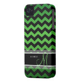Personalized Green & Black Chevron Case-Mate iPhone Case (Back Left)