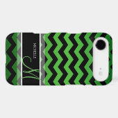 Personalized Green & Black Chevron Case-Mate iPhone Case (Back (Horizontal))