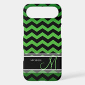 Personalized Green & Black Chevron Case-Mate iPhone Case (Back)