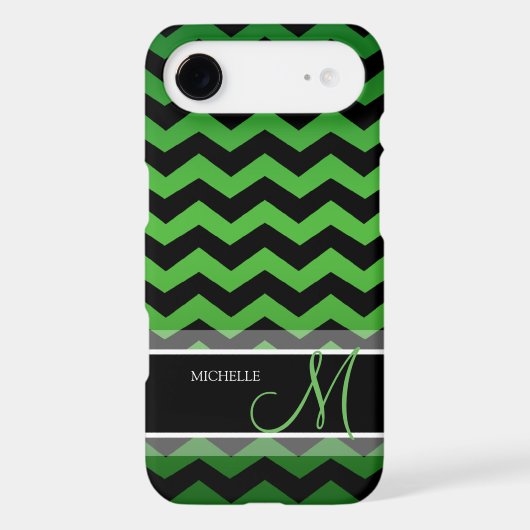 Personalized Green & Black Chevron Case-Mate iPhone Case (Back)