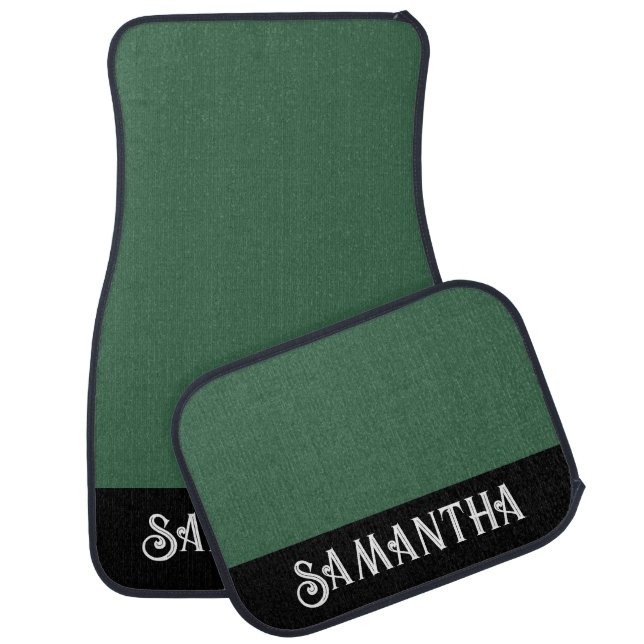 Personalized Green Black Name Car Floor Mat (Set)