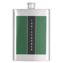 Personalized Green Black Stripe Flask