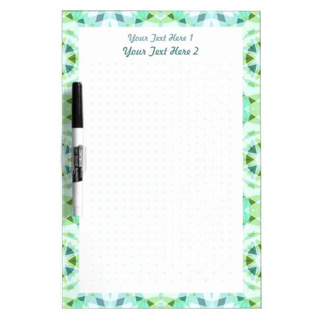 Personalized Green Blue Dot Grid College School Dry Erase Board (Front)
