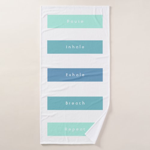 Personalized Green Blue Pause Inhale Exhale Breath Bath Towel
