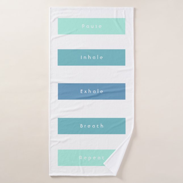 Personalized Green Blue Pause Inhale Exhale Breath Bath Towel (Bath Towel)