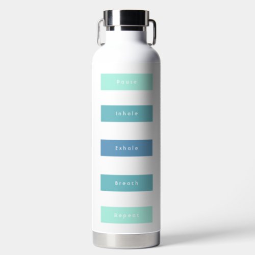 Personalized Green Blue Pause Inhale Exhale Breath Water Bottle