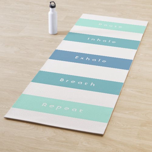 Personalized Green Blue Pause Inhale Exhale Breath Yoga Mat