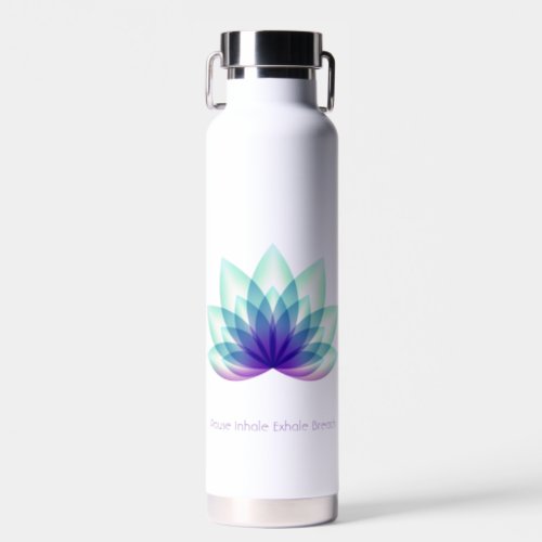 Personalized Green Blue Purple Lotus Flower Water Bottle