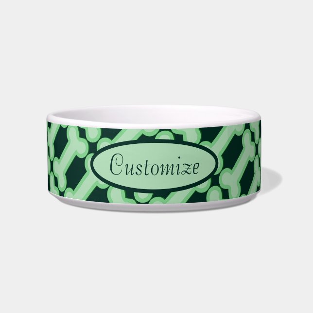 Personalized Green Bones Pattern Bowl (Front)