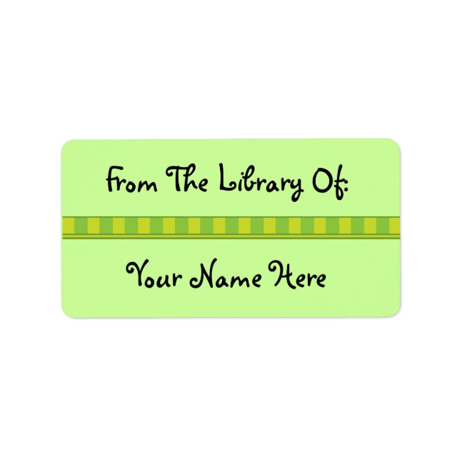Personalized Green Bookplate Library Stickers (Front)