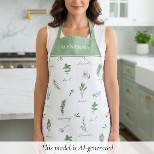 Personalized Green Botanical Apron