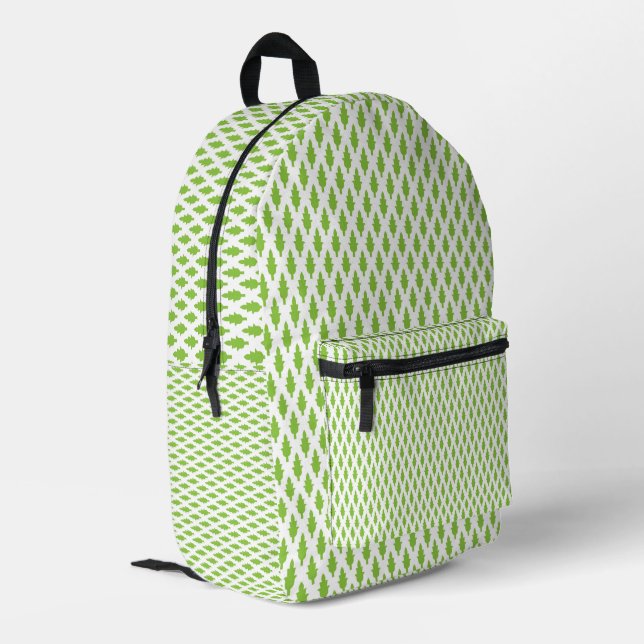 Personalized Green Botanical Pattern Backpack (Back Corner Left)