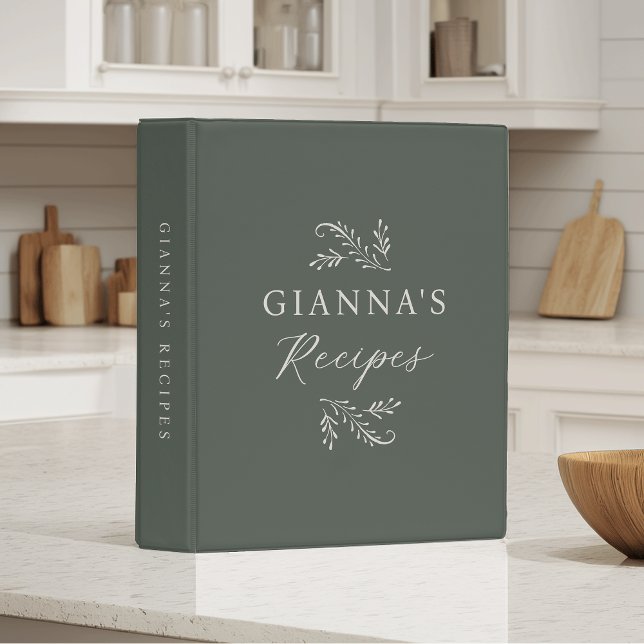 Personalized Green Botanical Recipe Mini Binder (Creator Uploaded)