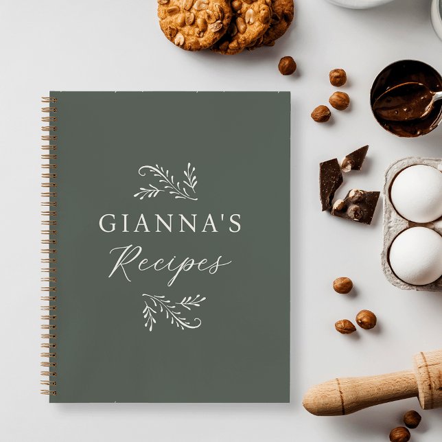 Personalized Green Botanical Recipe Notebook (Creator Uploaded)