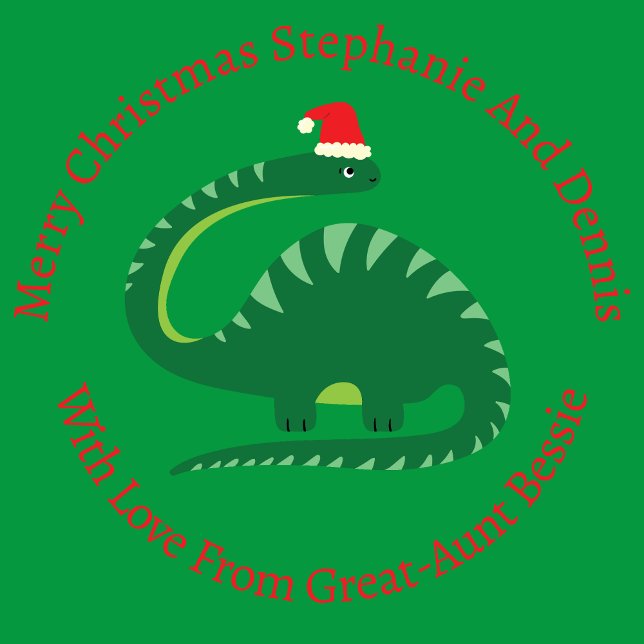 Personalized Green Brontosaurus Christmas Dinosaur Wrapping Paper (Creator Uploaded)