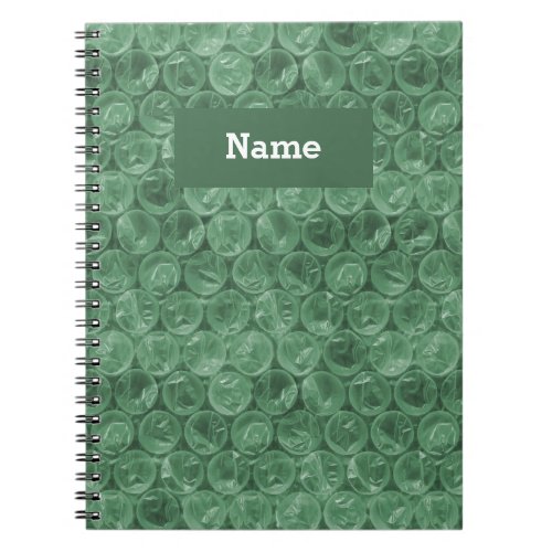 Personalized green bubble wrap pattern notebook