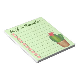 Personalized Green Cactus Potted Plant Checklist Notepad