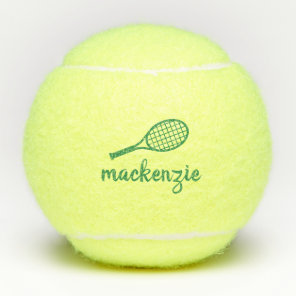 Personalized Green Calligraphy Script Name  Tennis Balls